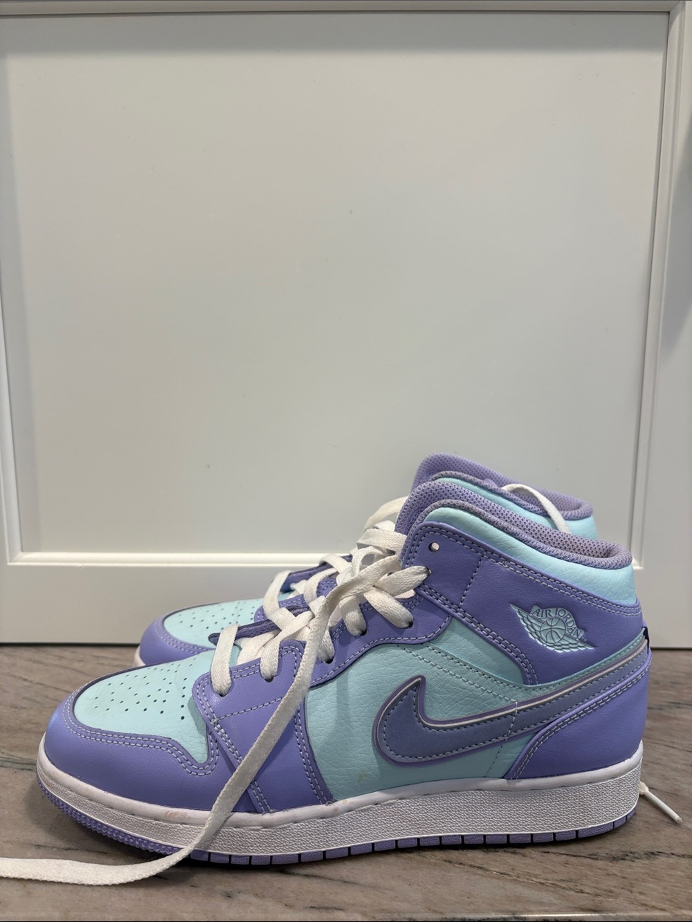 Jordan Kids Mid-Top Sneakers in Lavender & Mint